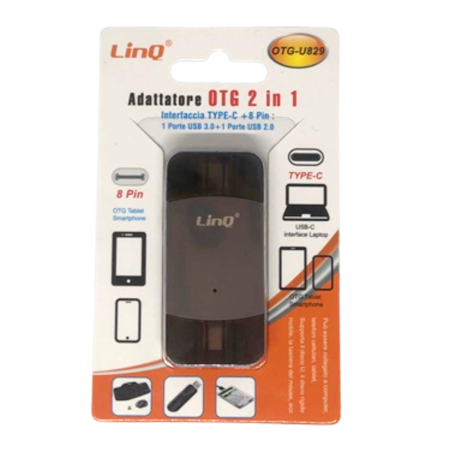 Adaptateur USB 2 en 1 USB-C/ Lightning LinQ OTG-U829 — LinQ · Smarty Paris 18e